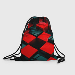 Рюкзак-мешок Кубы геометрии красный и чёрный, цвет: 3D-принт