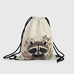 Рюкзак-мешок Милый енот в акварельном стиле, цвет: 3D-принт