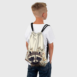 Рюкзак-мешок Милый енот в акварельном стиле, цвет: 3D-принт — фото 2