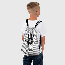 Рюкзак-мешок Символ Death Stranding на светлом фоне с полосами, цвет: 3D-принт — фото 2