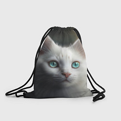 Рюкзак-мешок Милый белый кот с голубыми глазами, цвет: 3D-принт