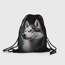 Рюкзак-мешок Собака Хаски с голубыми глазами, цвет: 3D-принт