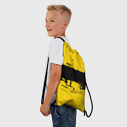 Рюкзак-мешок Черно-желтая полоса Cyberpunk 2077, цвет: 3D-принт — фото 2