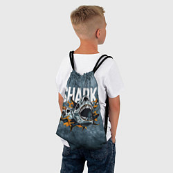 Рюкзак-мешок С акулой в стиле Арт на синем мраморе, цвет: 3D-принт — фото 2