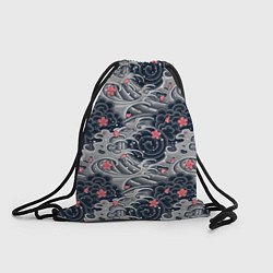 Рюкзак-мешок Цветы и волны, цвет: 3D-принт