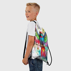 Рюкзак-мешок Разноцветный акварельный попугай с расправленными, цвет: 3D-принт — фото 2