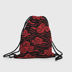 Рюкзак-мешок Японский орнамент - красные облака, цвет: 3D-принт
