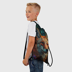 Рюкзак-мешок Лис в цветах, цвет: 3D-принт — фото 2