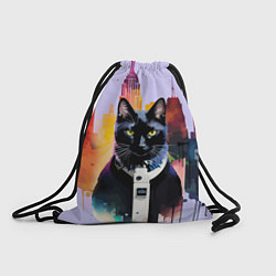 Рюкзак-мешок Чёрный котяра в Нью-Йорке, цвет: 3D-принт