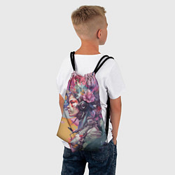 Рюкзак-мешок Киберлетчица в цветах - Хуф и Ся, цвет: 3D-принт — фото 2