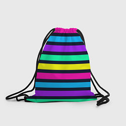 Рюкзак-мешок Неоновые полосы на черном фоне, цвет: 3D-принт