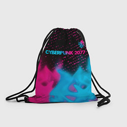 Рюкзак-мешок Cyberpunk 2077 - neon gradient: символ сверху, цвет: 3D-принт