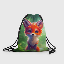 Рюкзак-мешок Рыжий лисенок под лесным дождем, цвет: 3D-принт