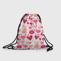 Рюкзак-мешок Клубничная любовь, цвет: 3D-принт