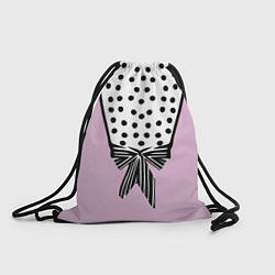 Рюкзак-мешок Костюм Барби: черный горох с полосатым бантом, цвет: 3D-принт
