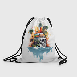 Рюкзак-мешок Череп-бунгало на острове, цвет: 3D-принт