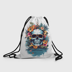 Рюкзак-мешок Череп цветы и лето, цвет: 3D-принт