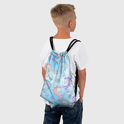 Рюкзак-мешок Морские коньки - паттерн, цвет: 3D-принт — фото 2
