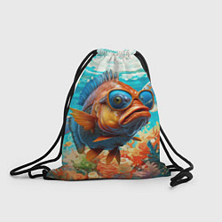 Рюкзак-мешок Рыба в солнечных очках в воде, цвет: 3D-принт