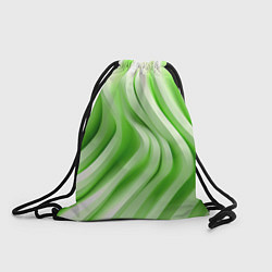 Рюкзак-мешок Белые и зеленый волны, цвет: 3D-принт