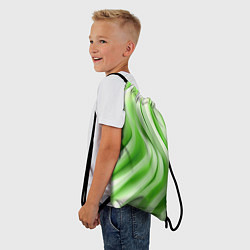 Рюкзак-мешок Белые и зеленый волны, цвет: 3D-принт — фото 2