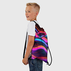 Рюкзак-мешок Неоновые фиолетовые волны, цвет: 3D-принт — фото 2