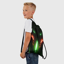 Рюкзак-мешок Абстракция и зеленое свечение, цвет: 3D-принт — фото 2