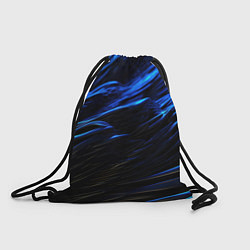 Рюкзак-мешок Черные синие волны абстракция, цвет: 3D-принт