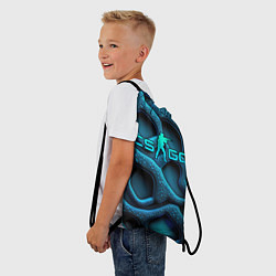 Рюкзак-мешок CS GO blue neon logo, цвет: 3D-принт — фото 2