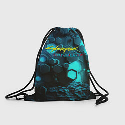 Рюкзак-мешок Cyberpunk 2077 phantom liberty blue abstract, цвет: 3D-принт