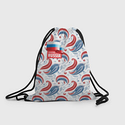 Рюкзак-мешок Флаг России и русские узоры, цвет: 3D-принт
