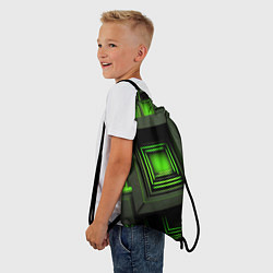 Рюкзак-мешок Неоновые зелёные блоки, цвет: 3D-принт — фото 2