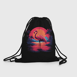 Рюкзак-мешок Розовый фламинго среди пальм, цвет: 3D-принт