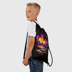 Рюкзак-мешок Неоновая машина и пальмы, цвет: 3D-принт — фото 2