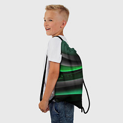 Рюкзак-мешок Black green line, цвет: 3D-принт — фото 2
