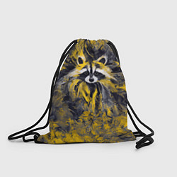 Рюкзак-мешок Абстрактный желтый енот в стиле арт, цвет: 3D-принт