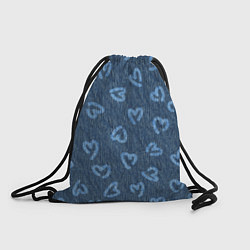 Рюкзак-мешок Hearts on denim, цвет: 3D-принт
