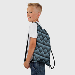Рюкзак-мешок Черные синие объемные ромбы, цвет: 3D-принт — фото 2