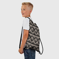 Рюкзак-мешок Объемные бежевые ромбы на черном, цвет: 3D-принт — фото 2