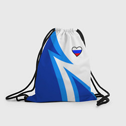 Рюкзак-мешок Флаг России в сердечке - синий, цвет: 3D-принт