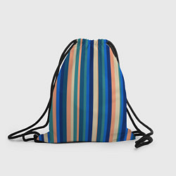 Рюкзак-мешок Полосатый сине-бежевый, цвет: 3D-принт