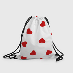 Рюкзак-мешок Красные сердечки на белом, цвет: 3D-принт