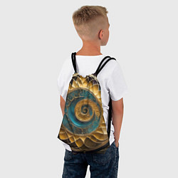 Рюкзак-мешок Синий золотой водоворот декоративный орнамент, цвет: 3D-принт — фото 2
