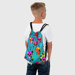 Рюкзак-мешок Паттерн из ярких черепов - поп-арт - мода, цвет: 3D-принт — фото 2