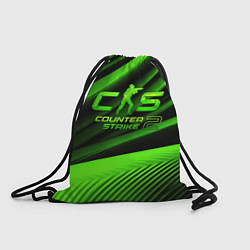 Рюкзак-мешок CS2 Counter strike green logo, цвет: 3D-принт