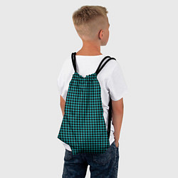 Рюкзак-мешок Шахматный паттерн чёрно-зелёный, цвет: 3D-принт — фото 2