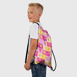 Рюкзак-мешок Барби: желтые и розовые квадраты паттерн, цвет: 3D-принт — фото 2