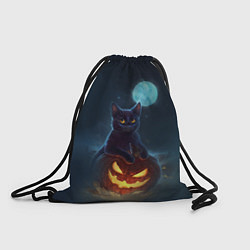 Рюкзак-мешок Кот с тыквой - хэллоуин, цвет: 3D-принт