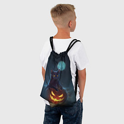 Рюкзак-мешок Кот с тыквой - хэллоуин, цвет: 3D-принт — фото 2