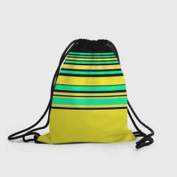 Рюкзак-мешок Разноцветный черно желтый с зеленым полосатый узор, цвет: 3D-принт